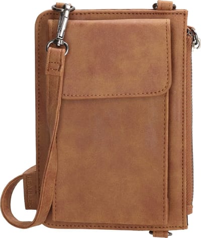 Beagles Ceclavin Telefoontasje Dames - Crossbodytas met telefoonvak - Schoudertas van Imitatieleder - Cognac