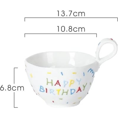 300ml Handheld Irregular Keramische Mok in Reliëf Suikernaald Ontbijt Melk Koffiekopje Warmte-isolatie Waterbeker Verjaardagscadeaus 301-400ml white