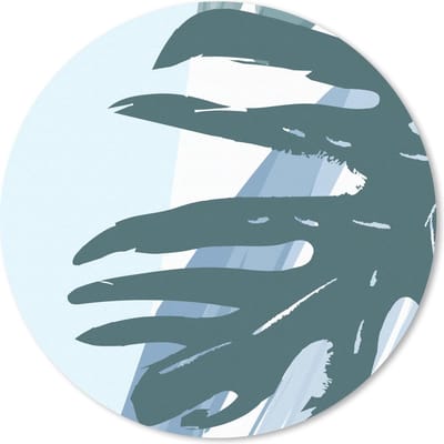 Muismat rond 20x20 cm - Mousepad Zomer - Monstera - Lichtblauw - Ronde muismatten