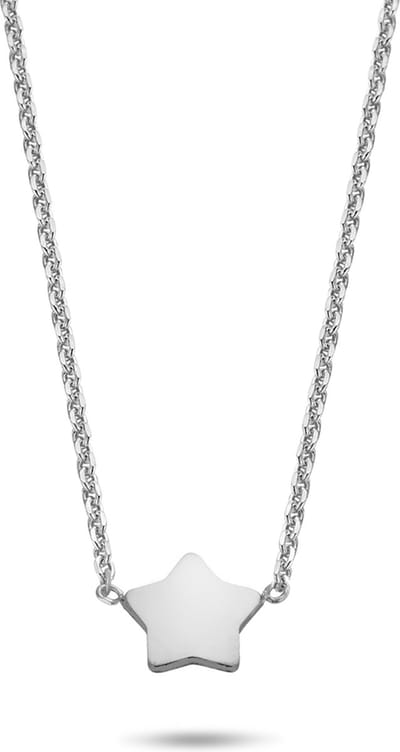 New Bling 9NB-0342 Zilveren Collier met Ster - 38 + 5 cm - Ster - Zilver - Ankerschakel - Zilverkleurig