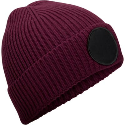 Beechfield Circulaire Patch Beanie (Bourgogne/Zwart)