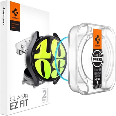 Spigen EZ FIT Glas.tR Screenprotector met applicator voor de Samsung Galaxy Watch 7 - 44 mm - Transparant