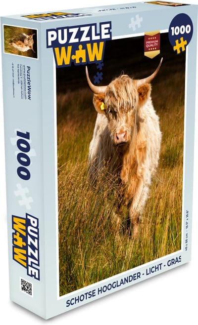 Puzzel Schotse hooglander - Licht - Gras - Legpuzzel - Puzzel 1000 stukjes volwassenen