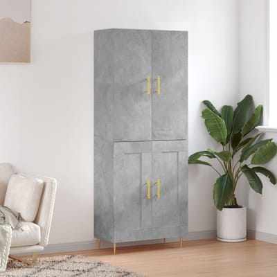 vidaXL - Hoge - kast - 69,5x34x180 - cm - bewerkt - hout - betongrijs