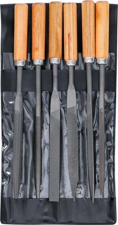 BGS Sleutlvijlen-set - houten heft - 100 mm - 6 delig