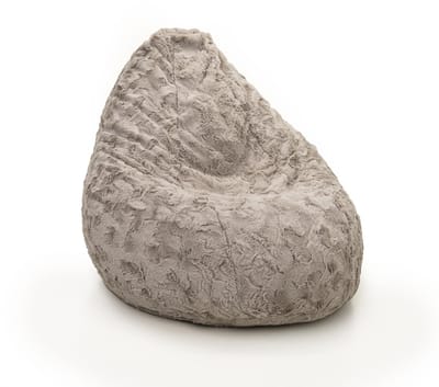 Drop & Sit - compacte zitzak - stijlvolle bontlook - taupé - 180L - ultiem comfort met uitneembare binnenzak