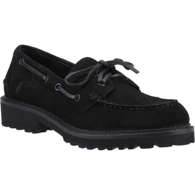 Hush Puppies Geri Suède Dames Zwarte Loafers