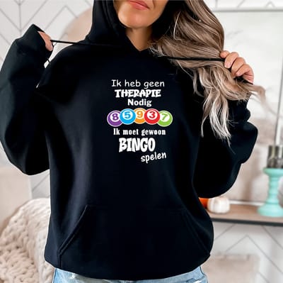 Hoodie zwart- Bingo hoodie- zwart Maat S