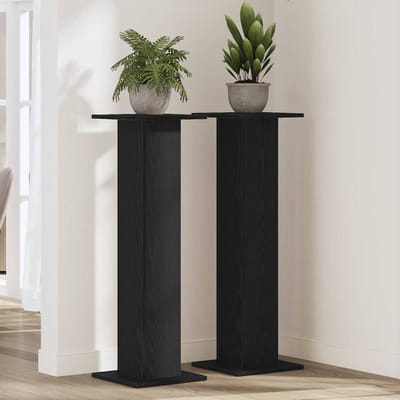vidaXL - Plantenstand - 2 - st - Zwart - Eiken - 30 - x - 30 - x - 95 - cm - Bewerkt - hout