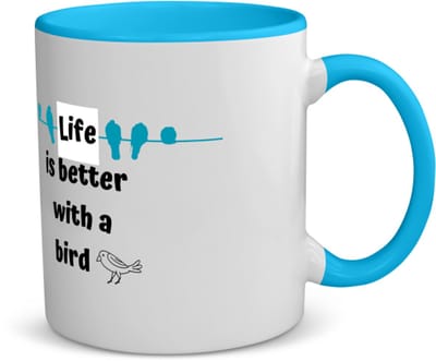 Akyol - life is better with a bird koffiemok - theemok - blauw - Vogels - vogel liefhebbers - verjaardag - cadeau - kado - geschenk - 350 ML inhoud