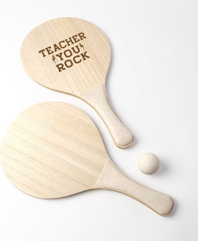 Tafeltennis - Pingpong set - Tafeltennis set - Tafeltennisbatjes - Cadeau juf - Cadeau meester - Bedankt cadeautje - Teacher you rock!