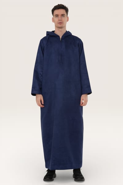 Heren Marine Eid Marokkaanse Jubba Robe Ramadan Eid Thobe LFS met capuchon - HM12