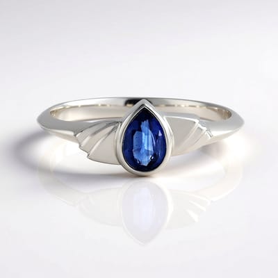 Cavill - Zilveren ring 925 sterling zilver - Nepal kyaniet 0,77 ct - Druppelvorm - Gerhodineerd - Elegante blauwe edelstenen ring