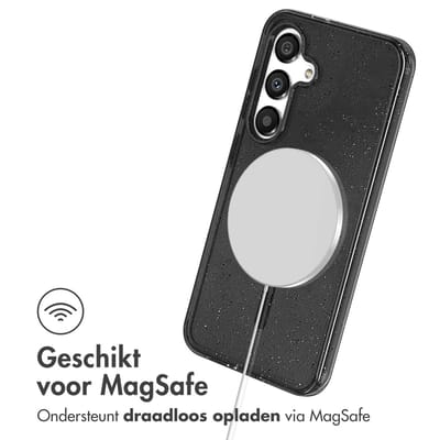 imoshion Hoesje - Geschikt voor Samsung Galaxy S25 - Sparkle Backcover met Magnetische Ring - Glitter Zwart