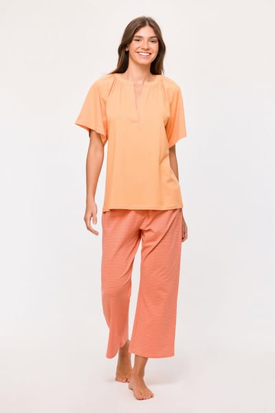 Woody pyjama dames - oranje - 251-10-SIL-Z/519 - maat M