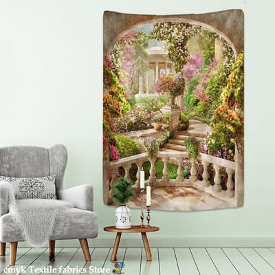 Boog Europese Stijl Architecturaal Wandtapijt Wandhanger Matras Boheems Modern Europese Stijl Slaapkamer Decor 95x70CM beige