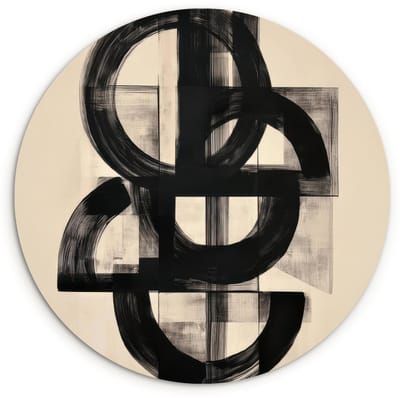 WallCircle® Wandcirkel 120x120 cm - Muurcirkel Cirkels - Lijnen - Vormen - Zwart - Muurdecoratie woonkamer - Wanddecoratie slaapkamer - Kamer decoratie accessoires - Ronde schilderijen XXL