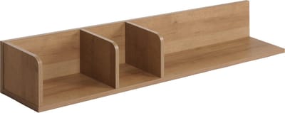 Wandplank MCW-M48, Hangplank Houten plank Zwevende plank, 3 vakken Massief mangohout 20x120x21cm ~ naturel