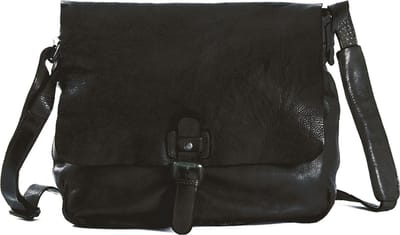 HAROLD'S Leren Schoudertas Submarine Messengerbag Black Zwart