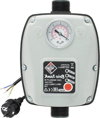 Pompbesturing Drukschakelaar - Drukregelaar Waterpomp - Automatisch Pomp Starten - Geïntegreerde Manometer - 1" Aansluiting - Grijs