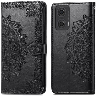 imoshion Hoesje - Geschikt voor Motorola Moto G04 / Motorola Moto G24 - Mandala Bookcase - Zwart