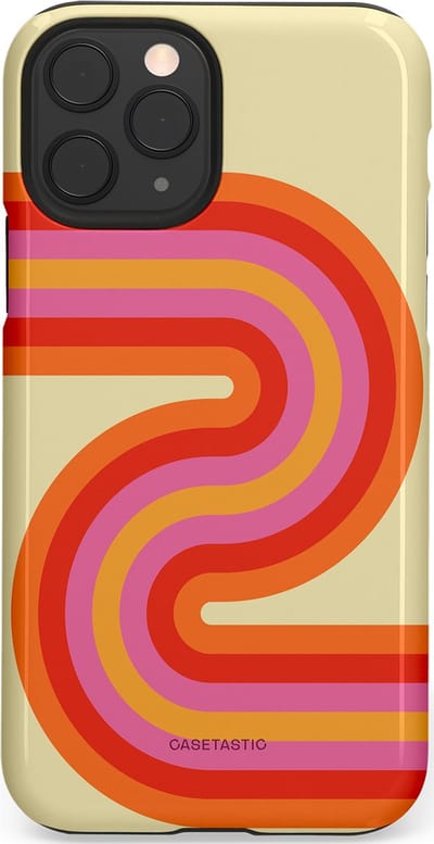 Casetastic hoesje geschikt voor Apple iPhone 11 Pro - Dubbellaagse bescherming - Retro wave - Fashion Case - Zand Rood Oranje Roze