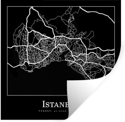 Muurstickers - Sticker Folie - Stadskaart - Istanbul - Plattegrond - Kaart - 100x100 cm - Plakfolie - Muurstickers Kinderkamer - Zelfklevend Behang XXL - Zelfklevend behangpapier - Stickerfolie
