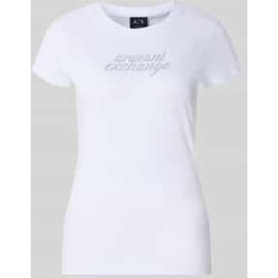 T-shirt met siersteentjes en ronde hals