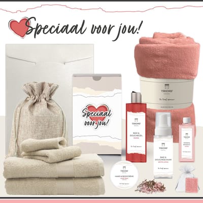 Geschenkset “Speciaal Voor Jou!” - 11 producten - 1660 gram | Triomf Original - Giftset voor haar Cadeau Valentijnsdag Luxe wellness cadeaubox Vrouw Ik hou van jou Cadeaupakket Kerst Geschenk Moeder Verjaardag Gift Set Valentijn Vriendin Rood Beige