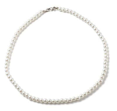 Korte parelketting - wit - unisex - 46 cm - 6mm glasparels - basic collier- klassiek sieraad - met sluiting