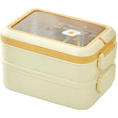 Roestvrij Staal Geïsoleerde Lunchbox Meerdere Vakken Modieus Veilig Roestvrij Staal Bento Cream White beige