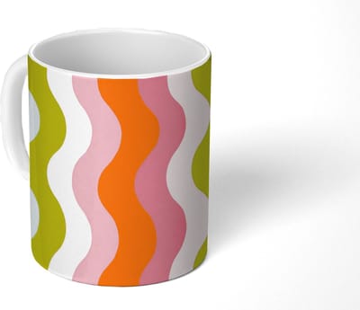 Mok - Koffiemok - Banen - Golven - Kleurrijk - Verticaal - Mokken - 350 ML - Beker - Koffiemokken - Theemok