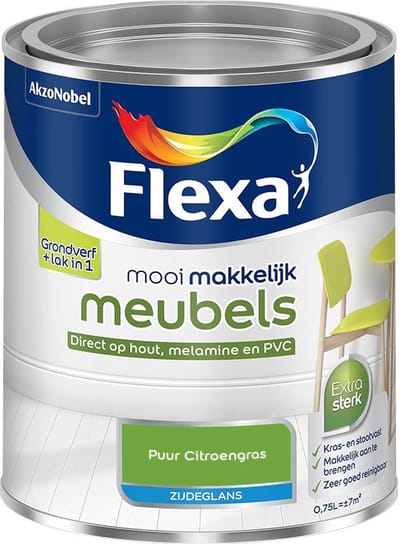 Flexa - Mooi Makkelijk Meubels Zijdeglans - Puur Citroengras - Mengverf - 750 Ml