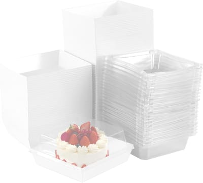 100 stuks taartplakdozen met doorzichtige deksels, 5 inch papierdozen voor desserts, koekjes en sandwiches
