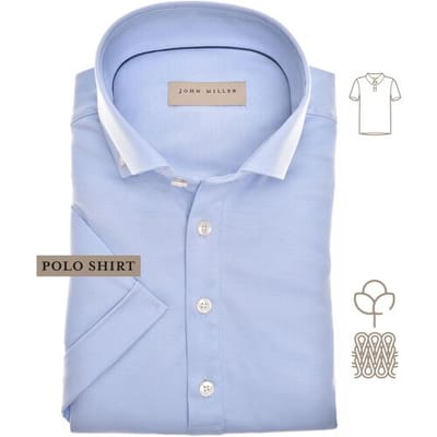 John Miller Polo Short Sleeve Button-Down Solid Color Jersey  Licht Blauw / male