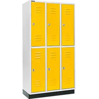 Schäfer Shop Select Kledinglocker, met 3 x 2 compartimenten, 300 mm, met fitting, cilinderslot, Deur koolzaadgeel