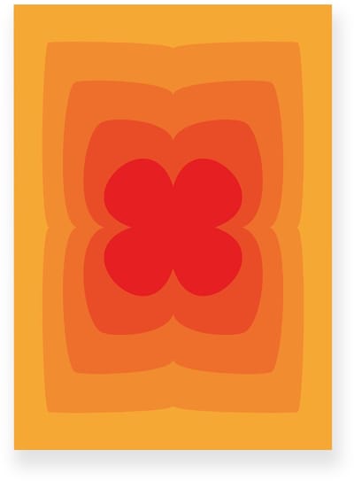 Poster 20x30 cm - Abstracte Kleurovergang - Klavertje Vier - Geel - Oranje - Vintage - Op-Art - Muurdecoratie - Wanddecoratie