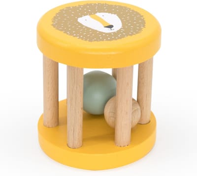 Trixie Houten Ronde Rammelaar - Mr. Lion- Eerste speelgoed baby - Kraamcadeau - Voor Jongens & Meisjes