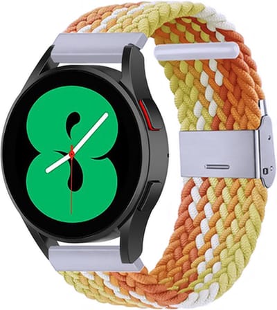 By Qubix - Braided nylon bandje 20mm - Geel / oranje - Geschikt voor Samsung Galaxy Watch 7 (40 & 44mm) - Galaxy Watch FE - Galaxy Watch 6 - Galaxy Watch 6 Pro - Galaxy Watch 5 - 5 Pro - Galaxy Watch 4 - 4 Classic - Active 2 - Watch 3 (41mm)