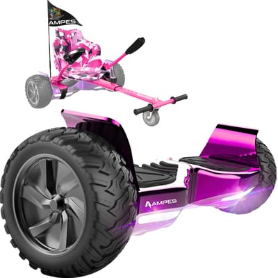 Ampes Off Road Hoverboard - Bluetooth Speaker - 36V 4.0 Ah Accu - Oxboard - 15 km/h - UL2272 Gecertificeerd - LED Verlichting - Anti lek banden - Belastbaar tot 120KG - 8.5 Inch - Inclusief Draagtas - 800W - Roze + Hoverkart Camouflage Roze