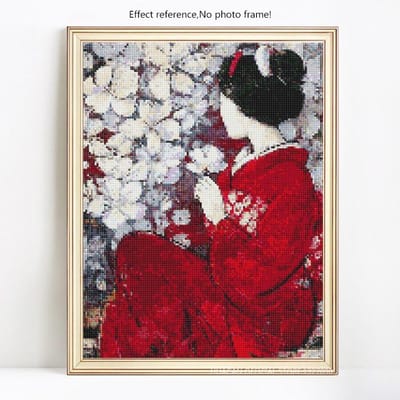 Peinture Diamant 5D Forage Complet Rond Fille Mosaïque Diamant Portrait Broderie Diamant 20X30 gray