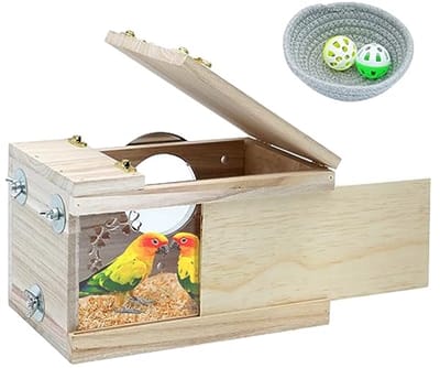 Vogelnestkast voor Parkieten en Papegaaien - Houten Broedbox met Transparant Raam