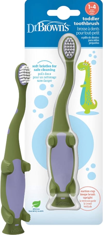 Dr. Brown's Toddler Tandenborstel – Dino – Groen – 1 Stuk – Tandenborstel voor Peuters en Kinderen