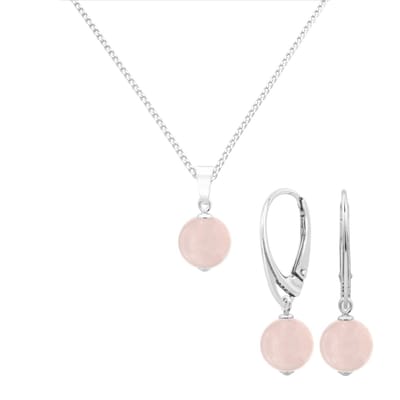 ARLIZI 2088 Sieraden set rozenkwarts hanger - sterling zilver