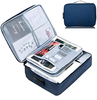 Dailygoods- Documententas met slot - Waterdichte Documentenmap - Drielaagse Organisatie - 7 Vakken - Ruimte voor A4-bestanden - Duurzaam Oxford-stof - Aktetas