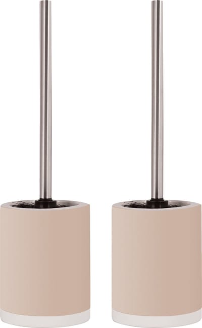 MSV Shine Toilet/wc-borstel houder - 2x - keramiek/metaal - beige - 38 cm