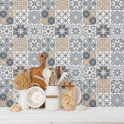 Zelfklevende tegelmuurstickers voor keuken en badkamer - 9 EFERNOZA AZULEJOS tegelstickers - 9 stickers 15x15cm