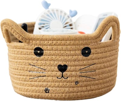 Opbergmand van Katoen voor Katten, Geschikt voor Handdoeken, Dekens, Speelgoed en Kleding, Gevlochten Design voor Kinderen