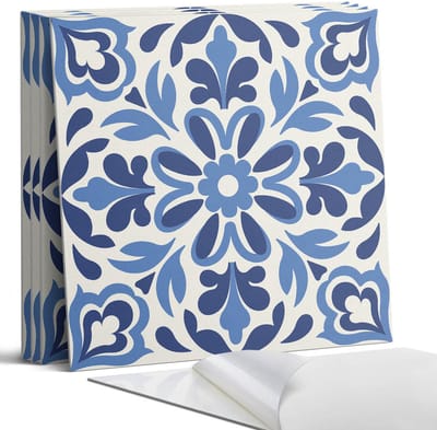 Coloray Wandpanelen Zelfklevend - Decoratief bloemenpatroon Zelfklevende Wandpanelen - 50 cm x 50 cm - Blauw Wandpaneel PVC - 5 stuks - Mozaïeken Wandpanelen Zelfklevend - Wandbord Keuken - Wandpaneel Badkamer
