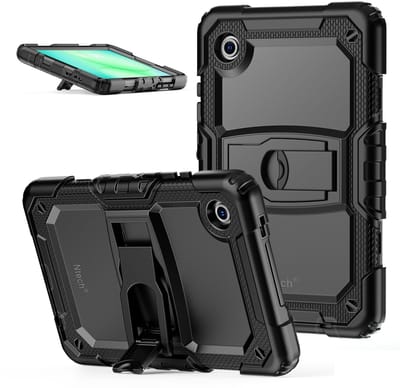 Tablet Hoes Geschikt voor Samsung Galaxy Tab A11 hoes Zwart - Rugged Shockproof Backcover met kickstand